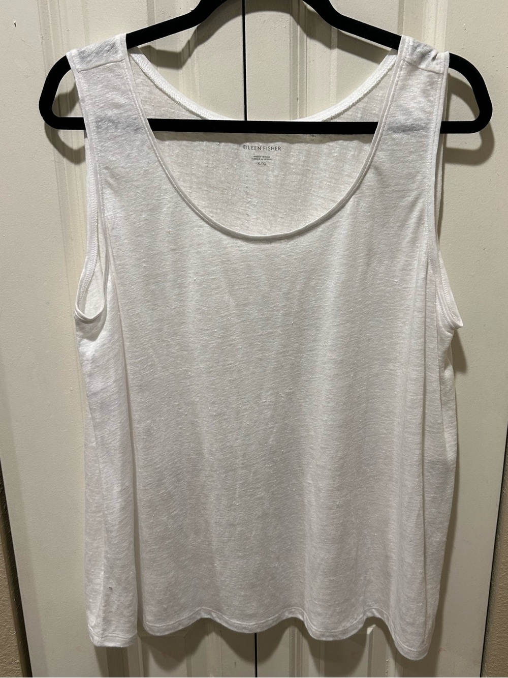 NWT Eileen Fisher 100% Organic Linen Scoop NK Short Tank White , size XL